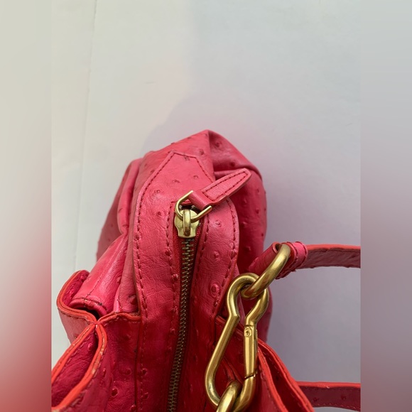 Marc by Marc Jacob’s Ozzie Aurora Rock ostrich pet handbag shoulder bag pink - Picture 8 of 16